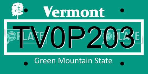 TV0P203 Vermont License Plate
