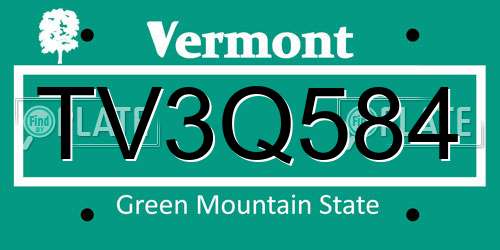 TV3Q584 Vermont License Plate