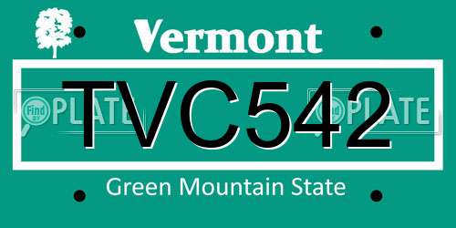 TVC542 Vermont License Plate