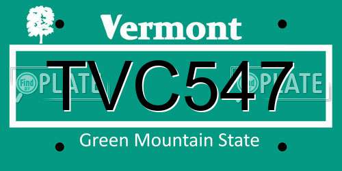 TVC547 Vermont License Plate