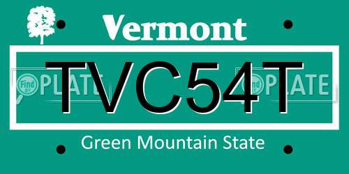 TVC54T Vermont License Plate