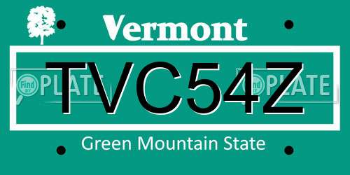 TVC54Z Vermont License Plate