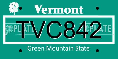 TVC842 Vermont License Plate