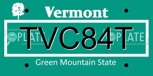 TVC84T Vermont License Plate