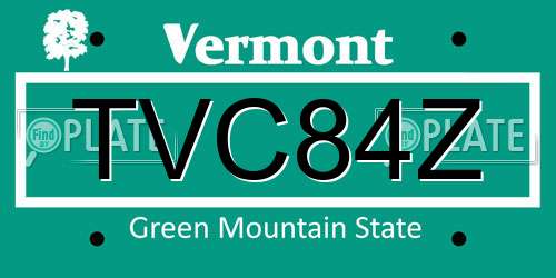 TVC84Z Vermont License Plate