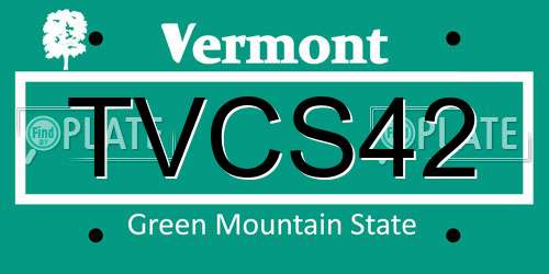 TVCS42 Vermont License Plate