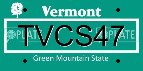 TVCS47 Vermont License Plate