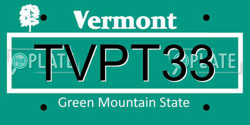 TVPT33 Vermont License Plate