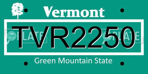 TVR2250 Vermont License Plate