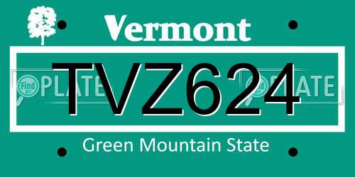 TVZ624 Vermont License Plate