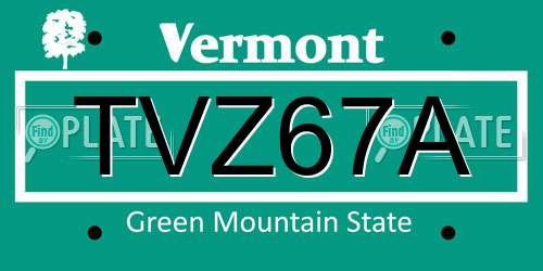 TVZ67A Vermont License Plate
