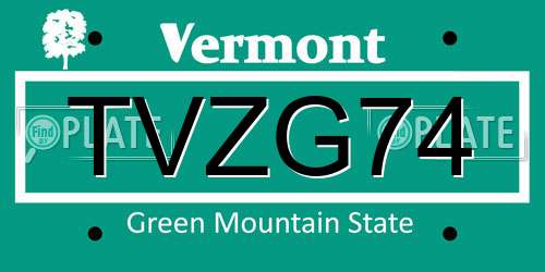 TVZG74 Vermont License Plate