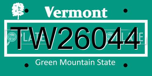 TW26044 Vermont License Plate