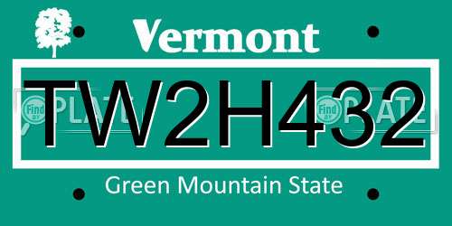 TW2H432 Vermont License Plate
