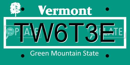 TW6T3E Vermont License Plate