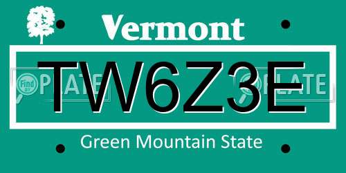 TW6Z3E Vermont License Plate