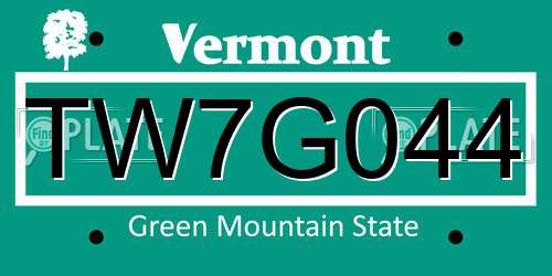 TW7G044 Vermont License Plate