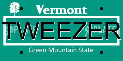 TWEEZER Vermont License Plate