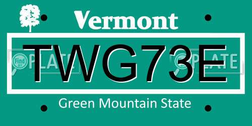 TWG73E Vermont License Plate