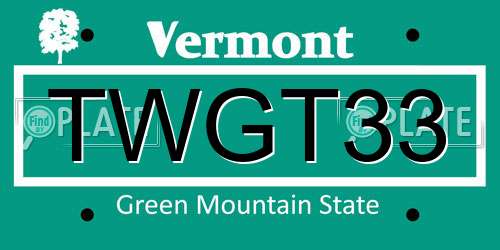 TWGT33 Vermont License Plate