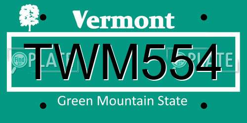 TWM554 Vermont License Plate
