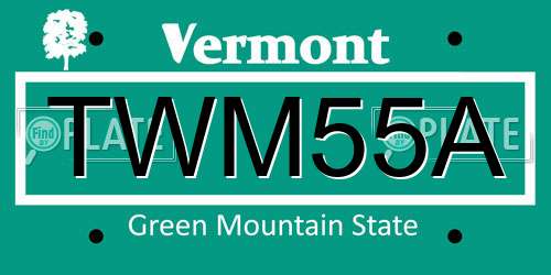 TWM55A Vermont License Plate