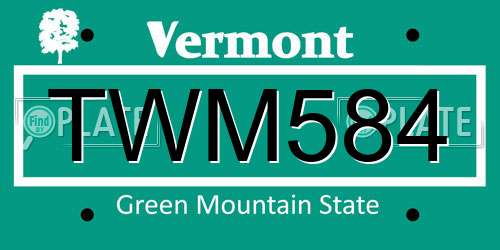 TWM584 Vermont License Plate