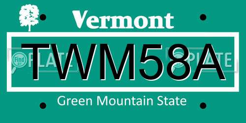 TWM58A Vermont License Plate