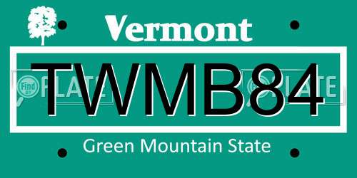TWMB84 Vermont License Plate