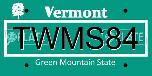 TWMS84 Vermont License Plate