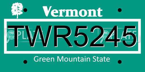 TWR5245 Vermont License Plate
