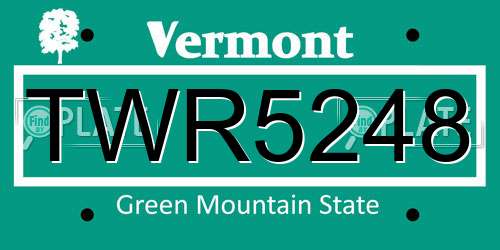 TWR5248 Vermont License Plate