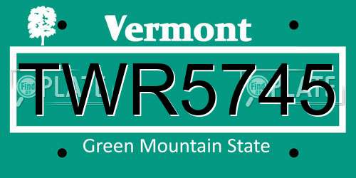 TWR5745 Vermont License Plate