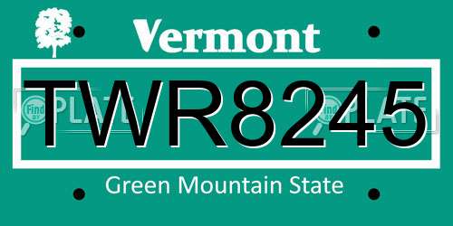 TWR8245 Vermont License Plate