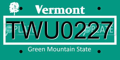 TWU0227 Vermont License Plate
