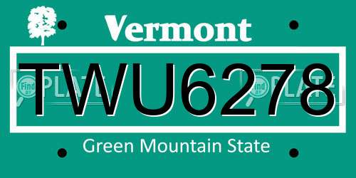 TWU6278 Vermont License Plate