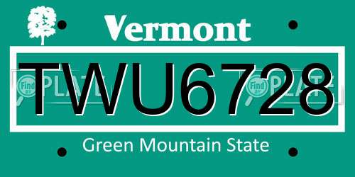 TWU6728 Vermont License Plate