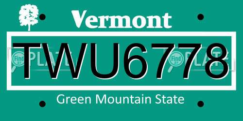 TWU6778 Vermont License Plate