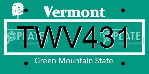 TWV431 Vermont License Plate