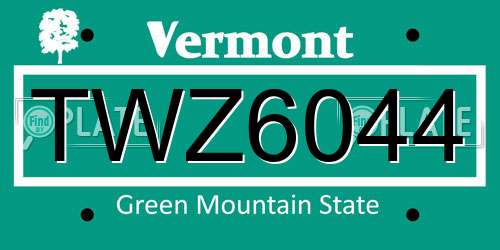 TWZ6044 Vermont License Plate