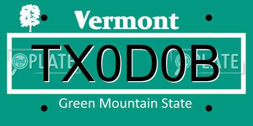 TX0D0B Vermont License Plate