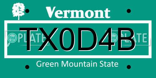 TX0D4B Vermont License Plate