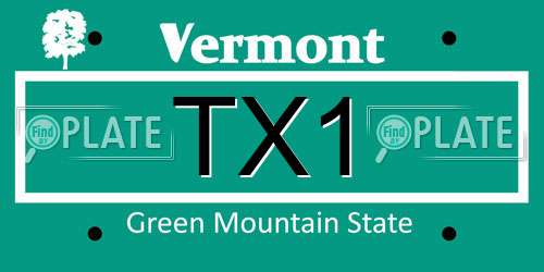 TX1 Vermont License Plate
