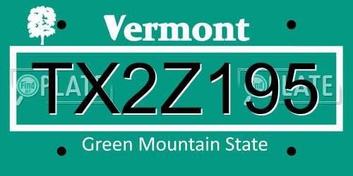 TX2Z195 Vermont License Plate