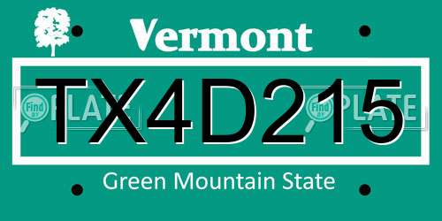 TX4D215 Vermont License Plate