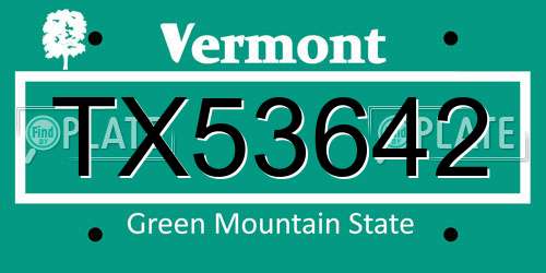 TX53642 Vermont License Plate