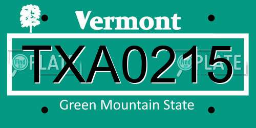TXA0215 Vermont License Plate