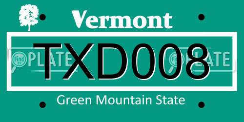TXD008 Vermont License Plate