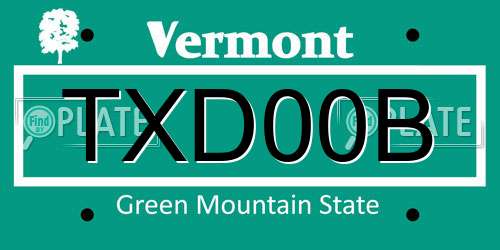 TXD00B Vermont License Plate