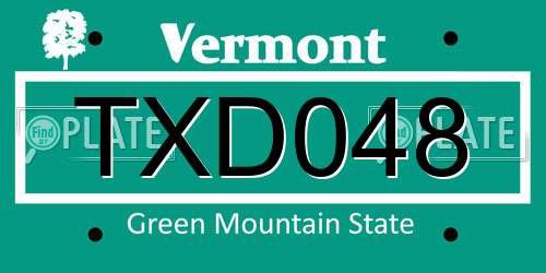 TXD048 Vermont License Plate